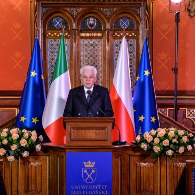Prezydent Włoch  Sergio Mattarella z wizytą na Uniwersytecie Jagiellońskim, foto: archiw UJ / Anna Wojnar