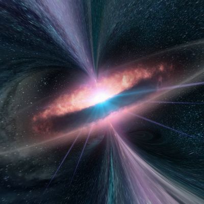 Superhmotná černá díra obklopená diskem hmoty vyzařuje rentgenové záření. Na tento typ záření se zaměří teleskop, foto: pixabay